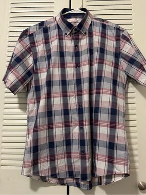 Roberta di Camerino Pink & Navy Plaid Short-Sleeve Button-Down Shirt